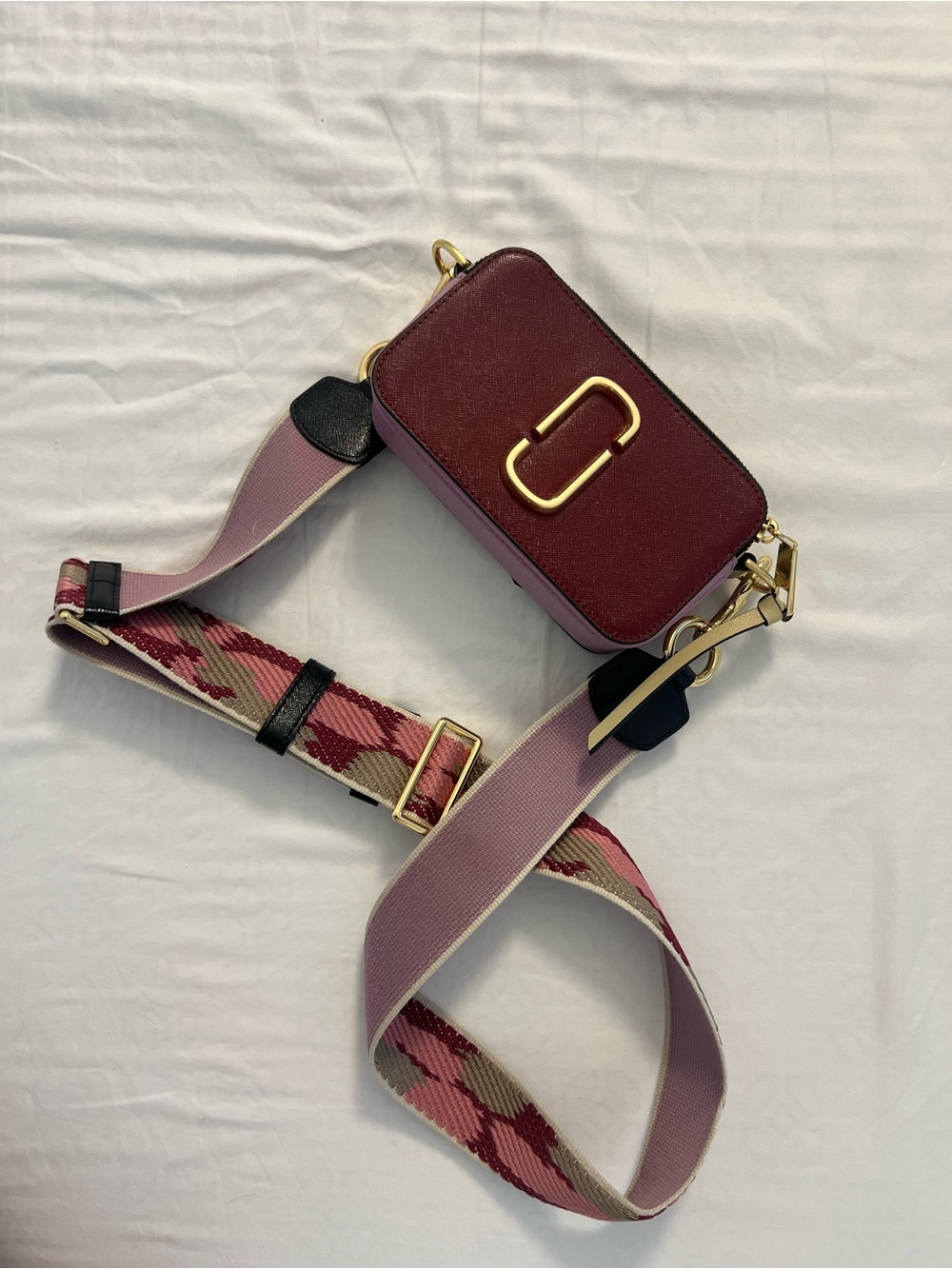 Marc Jacobs - Women's Burgundy Crossbody Camera Bag with Decorative Strap